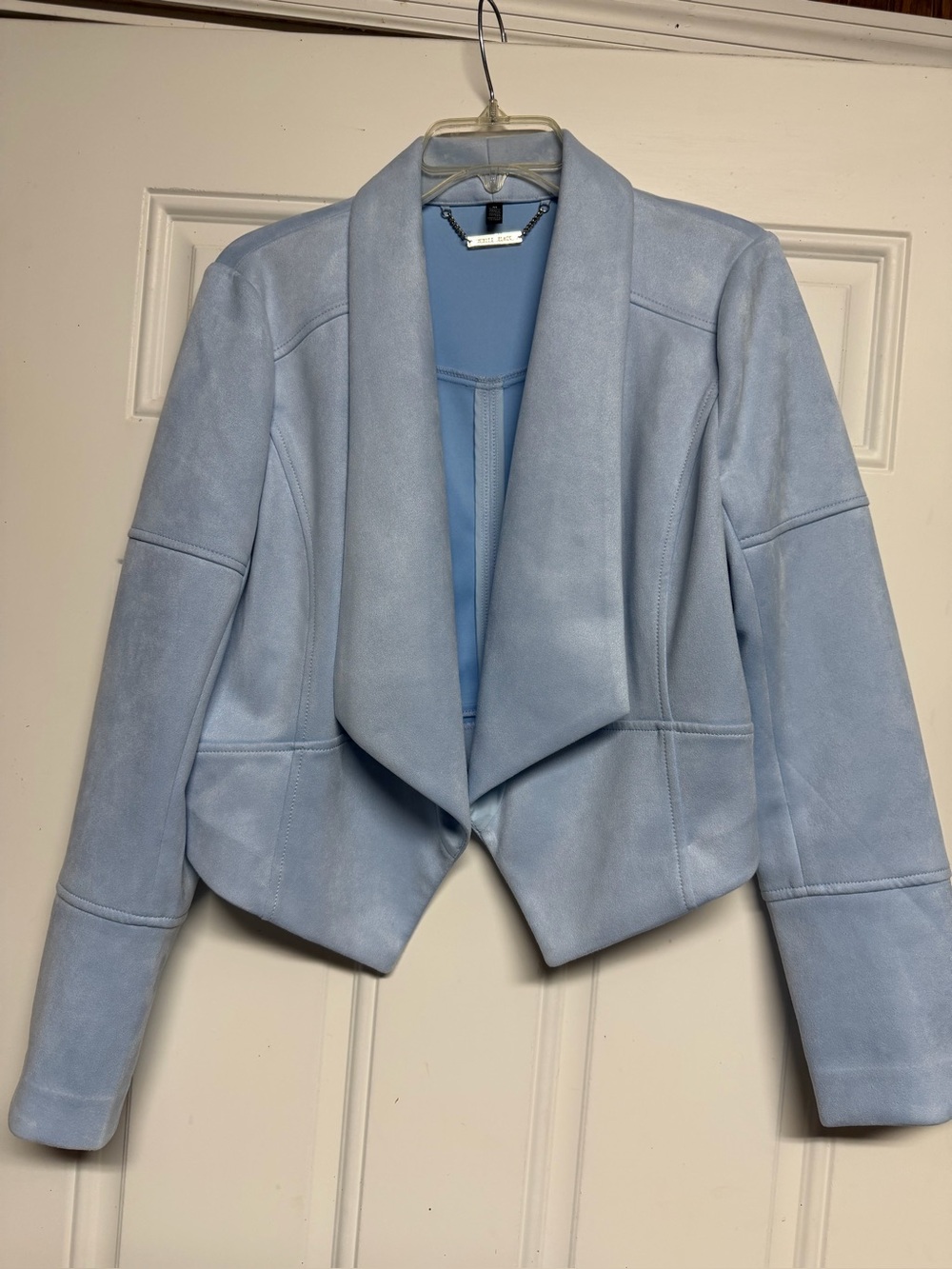 White Black Draped Open-Front Women's Jacket